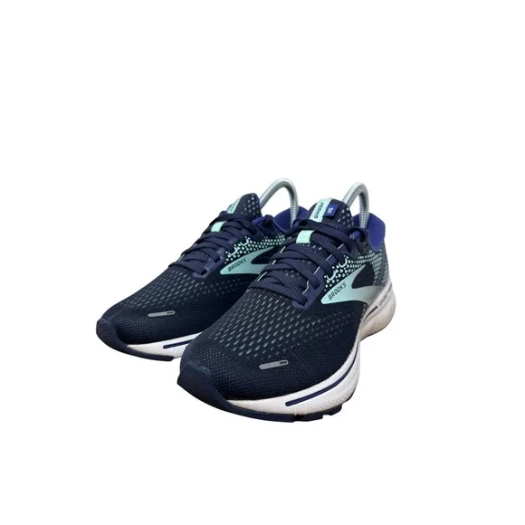 Brooks Ghost 14 Running Shoes Womens 6.5 Navy Blue Aqua Sneakers 1203561B410 - Picture 8 of 11